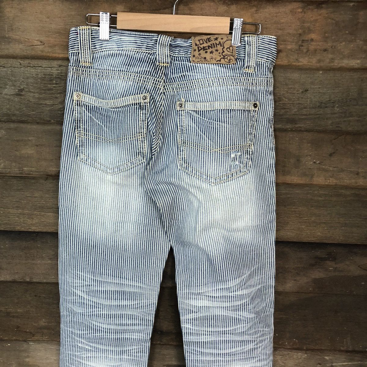 Japanese Brand Love Denim Blue stripe Distressed Denim Pants #5004 Size US 30 / EU 46 - 11 Thumbnail