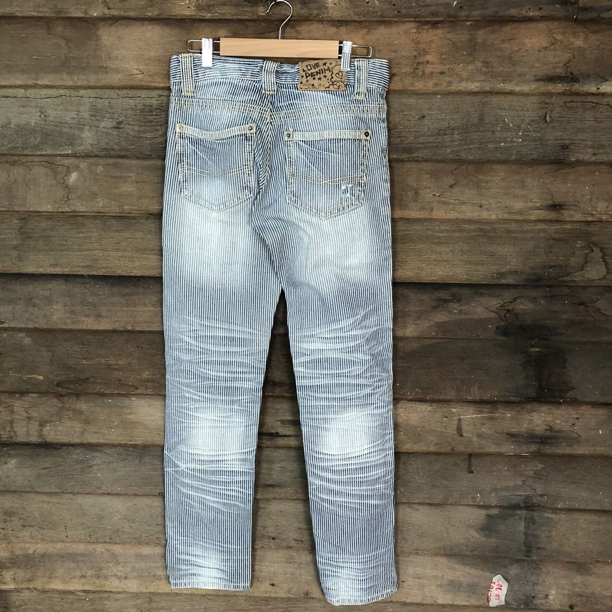 Japanese Brand Love Denim Blue stripe Distressed Denim Pants #5004 Size US 30 / EU 46 - 10 Thumbnail