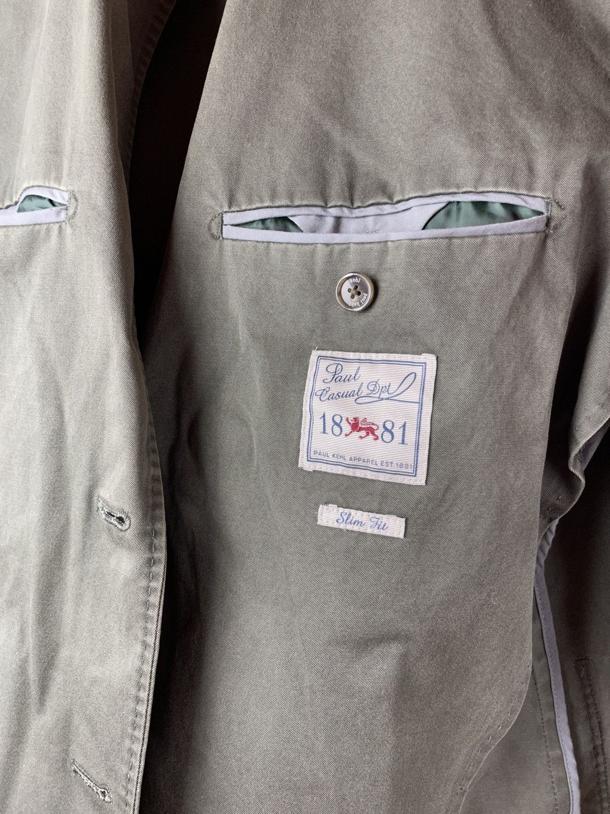 Japanese Brand Paul Kehl Military cotton Green Blazer Jacket size 52 Size 52S - 6 Thumbnail