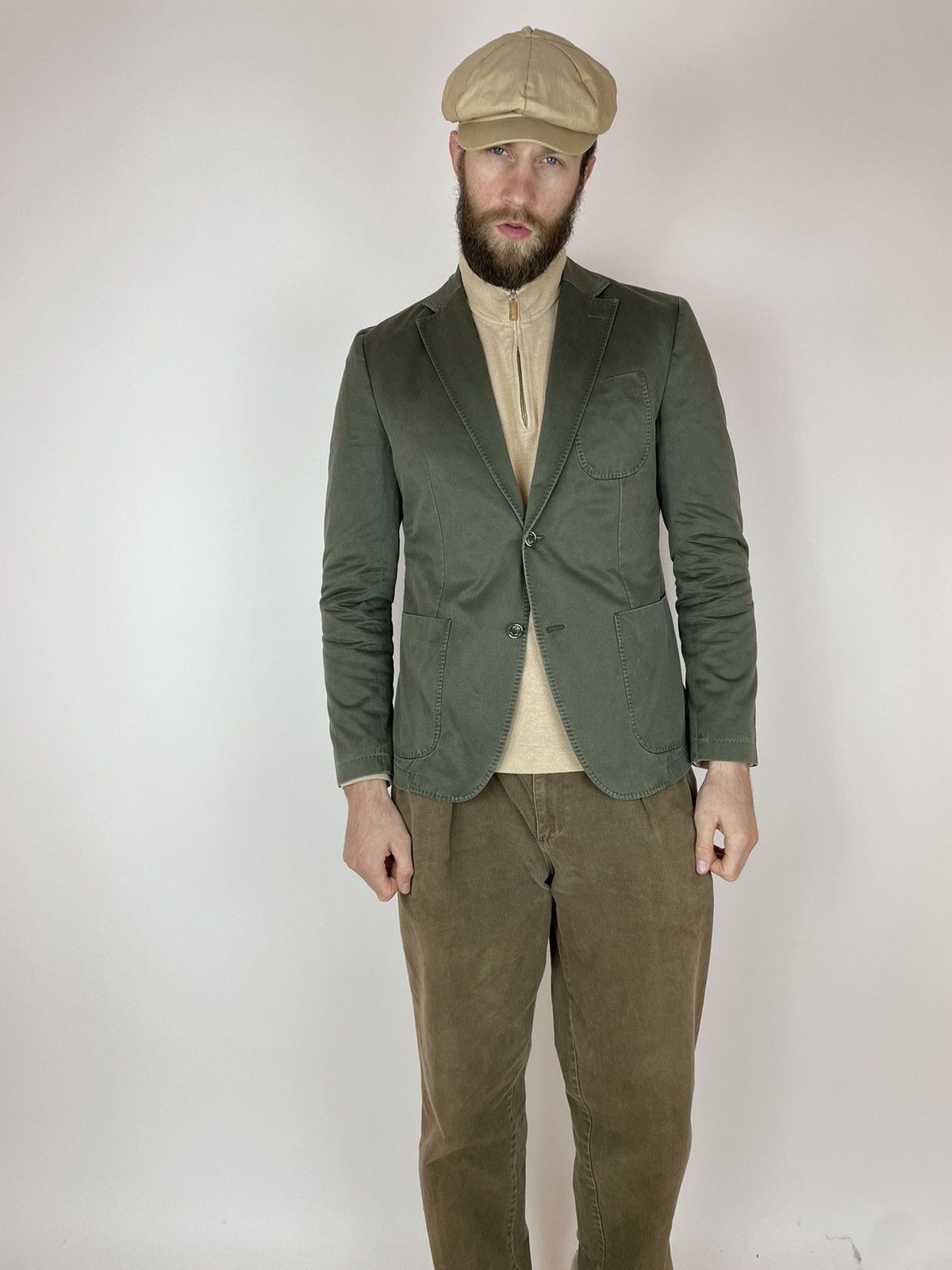 Japanese Brand Paul Kehl Military cotton Green Blazer Jacket size 52 Size 52S - 2 Thumbnail