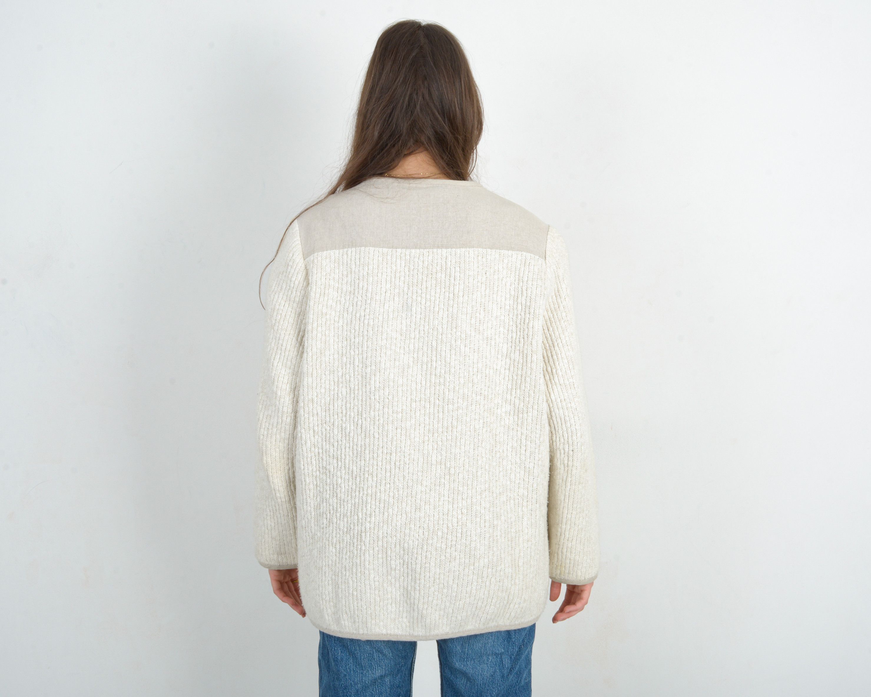 Vintage Cardigan Linen Sweater Jacket Button UK 14 Knit US 10 VTG Size L / US 10 / IT 46 - 4 Thumbnail