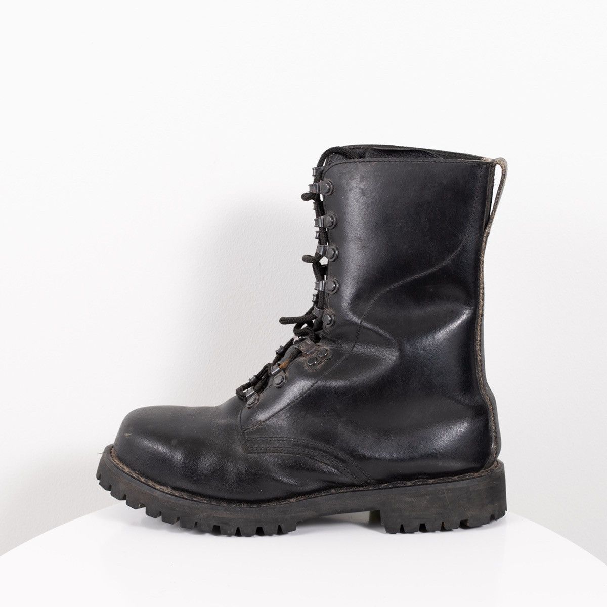 Military × Vintage Vintage Military Combat Black Leather Punk Rave ...