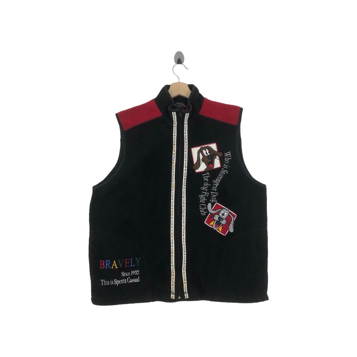 Vtg BRAVELY All Embroidery Sleeveless Fleece Sweater