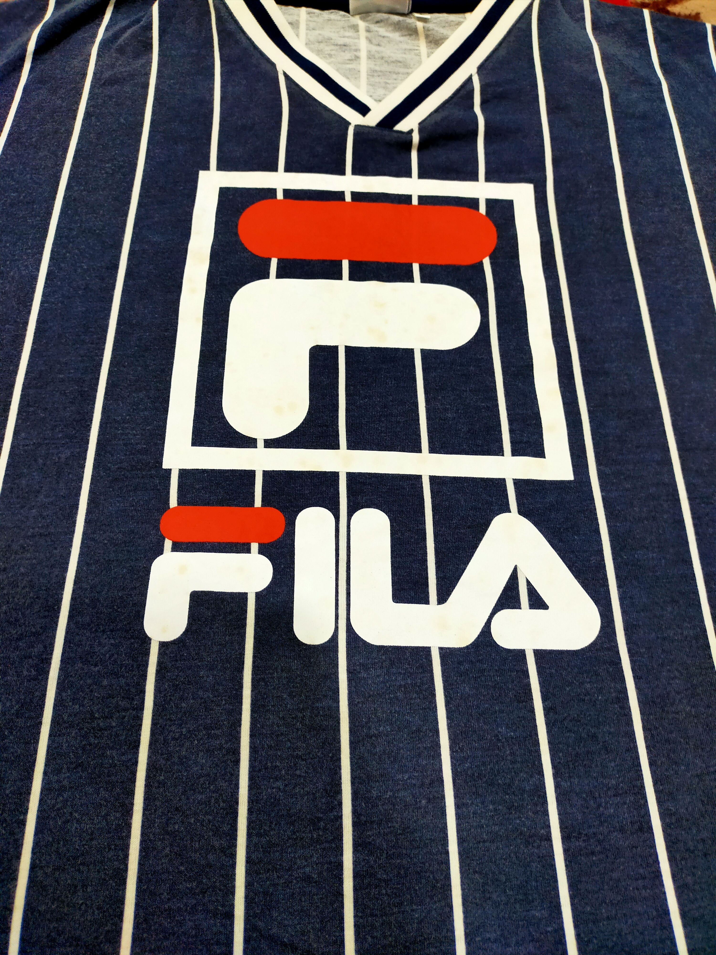 Fila × Vintage Vintage Fila Big Logo V-neck Stripes tee Size US L / EU 52-54 / 3 - 12 Thumbnail
