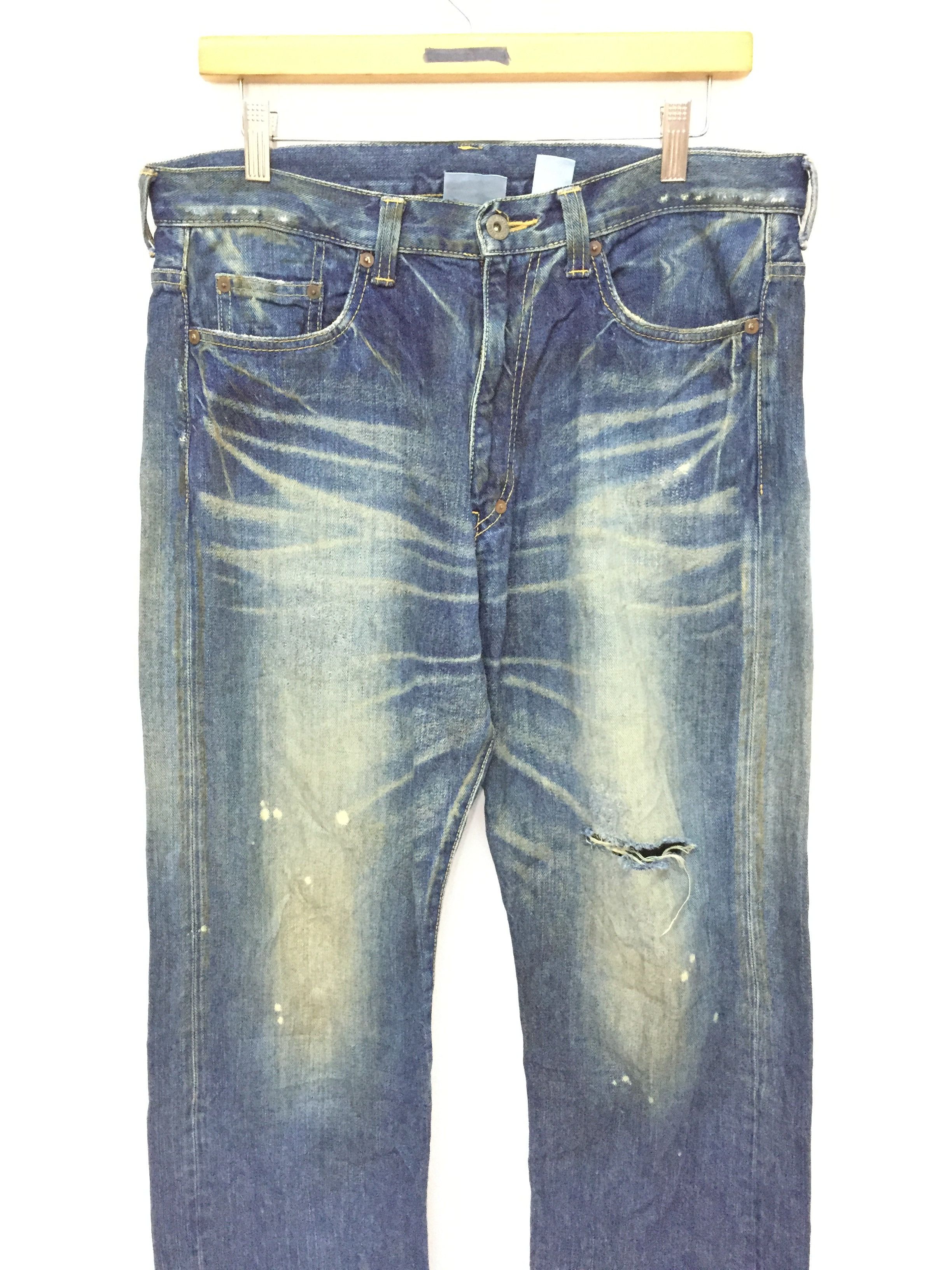 MasterPiece 90's Masterpiece Mad Hectic distressed wash denim Size US 33 - 3 Thumbnail