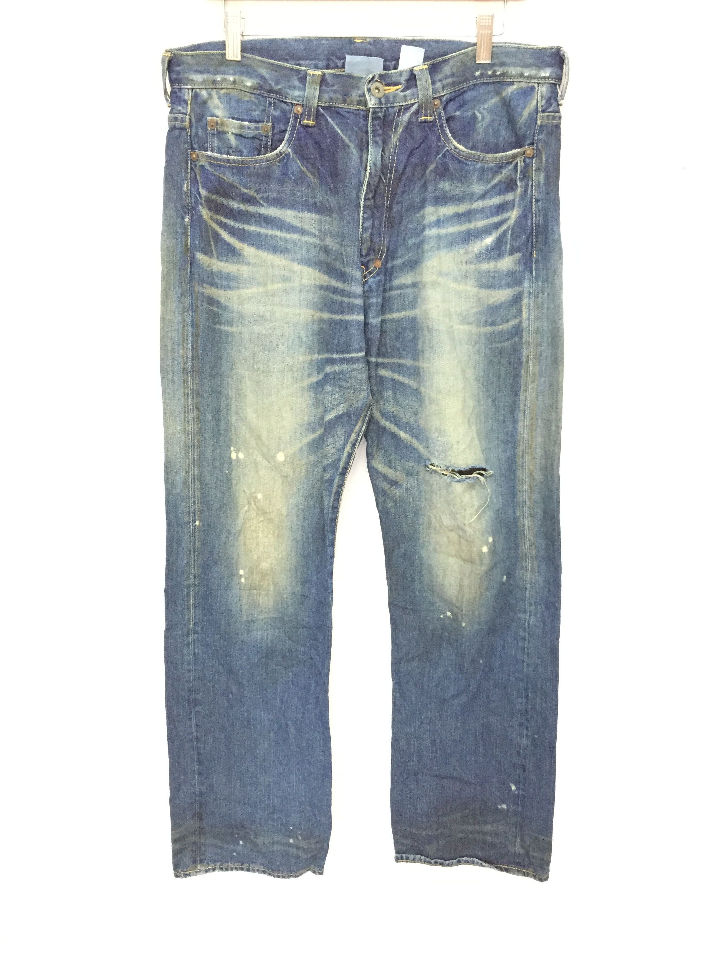 MasterPiece 90's Masterpiece Mad Hectic distressed wash denim Size US 33 - 2 Thumbnail