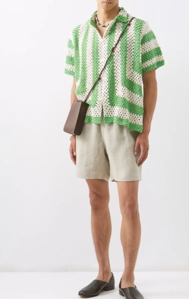 Bode BODE Striped cotton-crochet shirt med/large Size US M / EU 48-50 / 2 - 2 Thumbnail