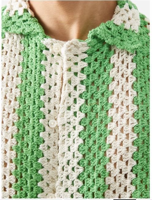 Bode BODE Striped cotton-crochet shirt med/large Size US M / EU 48-50 / 2 - 4 Thumbnail