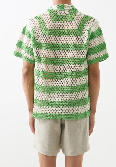 Bode BODE Striped cotton-crochet shirt med/large Size US M / EU 48-50 / 2 - 5 Thumbnail