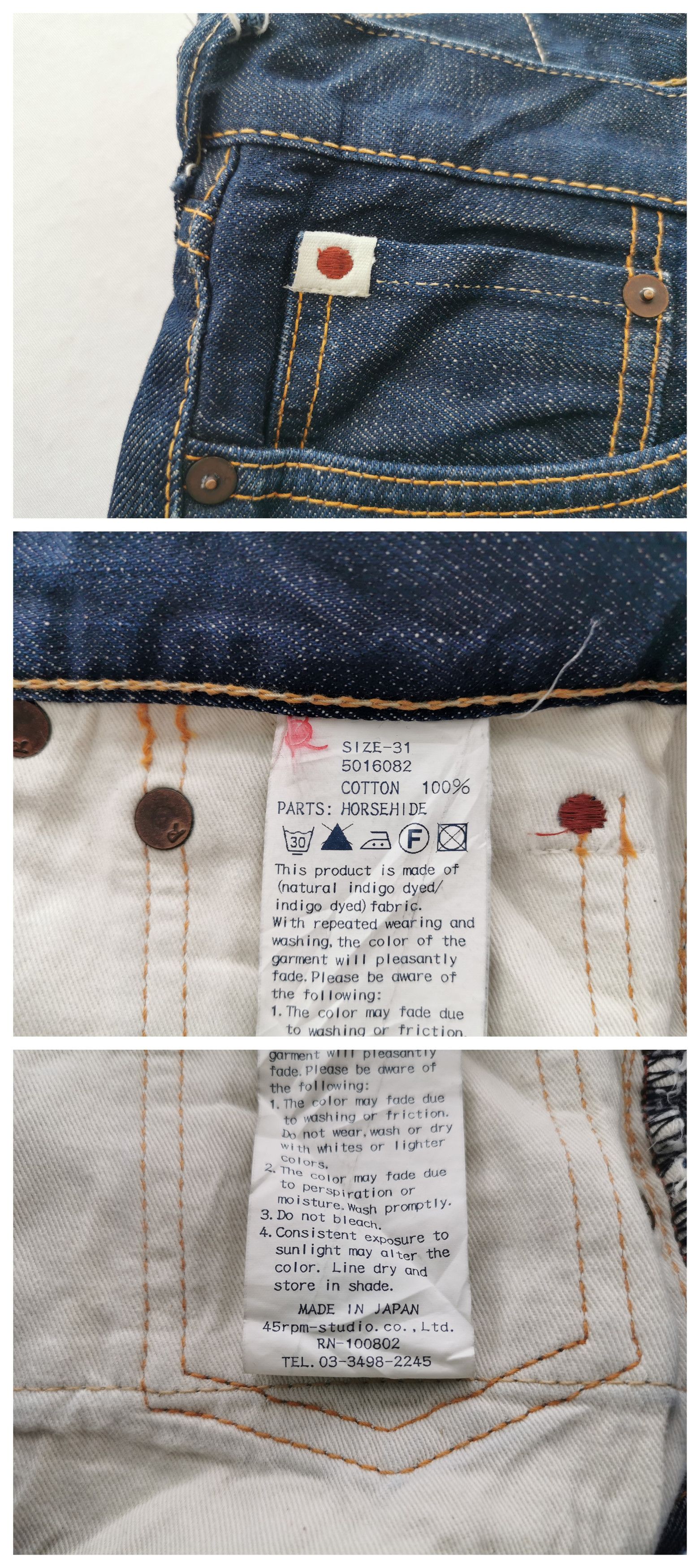 Japanese Brand 45rpm Denim Jeans Pants Made In Japan Size 31/31x31 Size US 32 / EU 48 - 9 Thumbnail