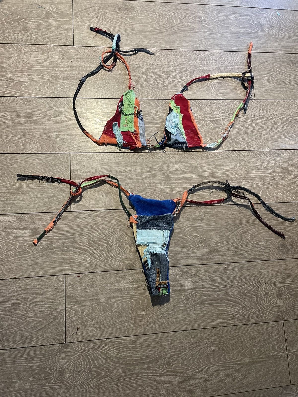 Grailed × Vintage Denim velvet embroidered reversible bikini set Size S / US 4 / IT 40 - 1 Thumbnail