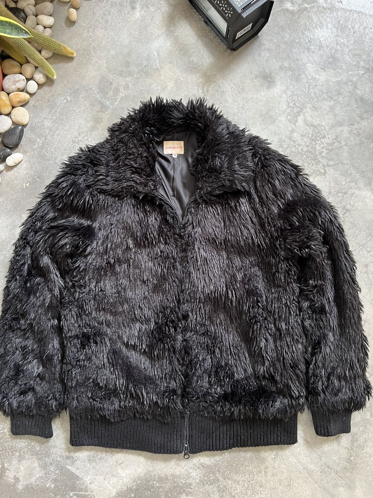Japanese Brand × Vintage Black Heavyweight Blank Zipper Up Quilted Mohair Jacket Size US M / EU 48-50 / 2 - 2 Thumbnail