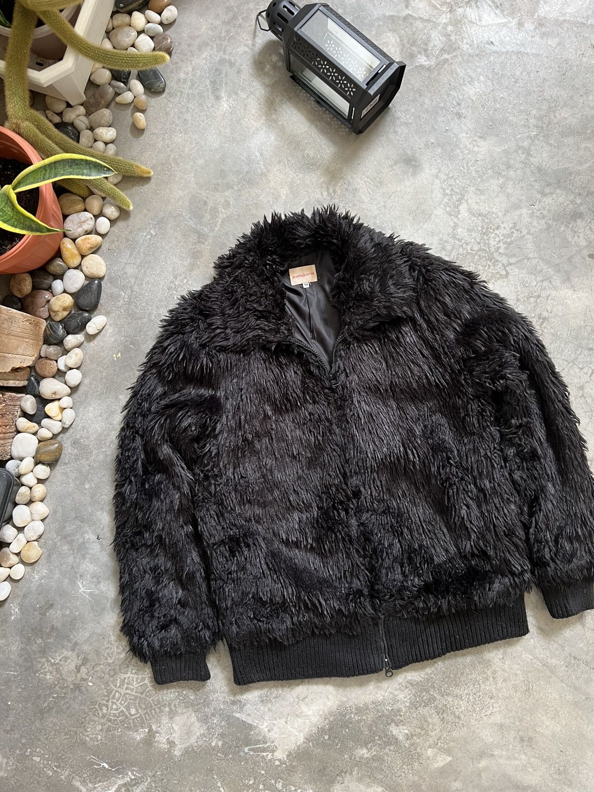 Japanese Brand × Vintage Black Heavyweight Blank Zipper Up Quilted Mohair Jacket Size US M / EU 48-50 / 2 - 3 Thumbnail