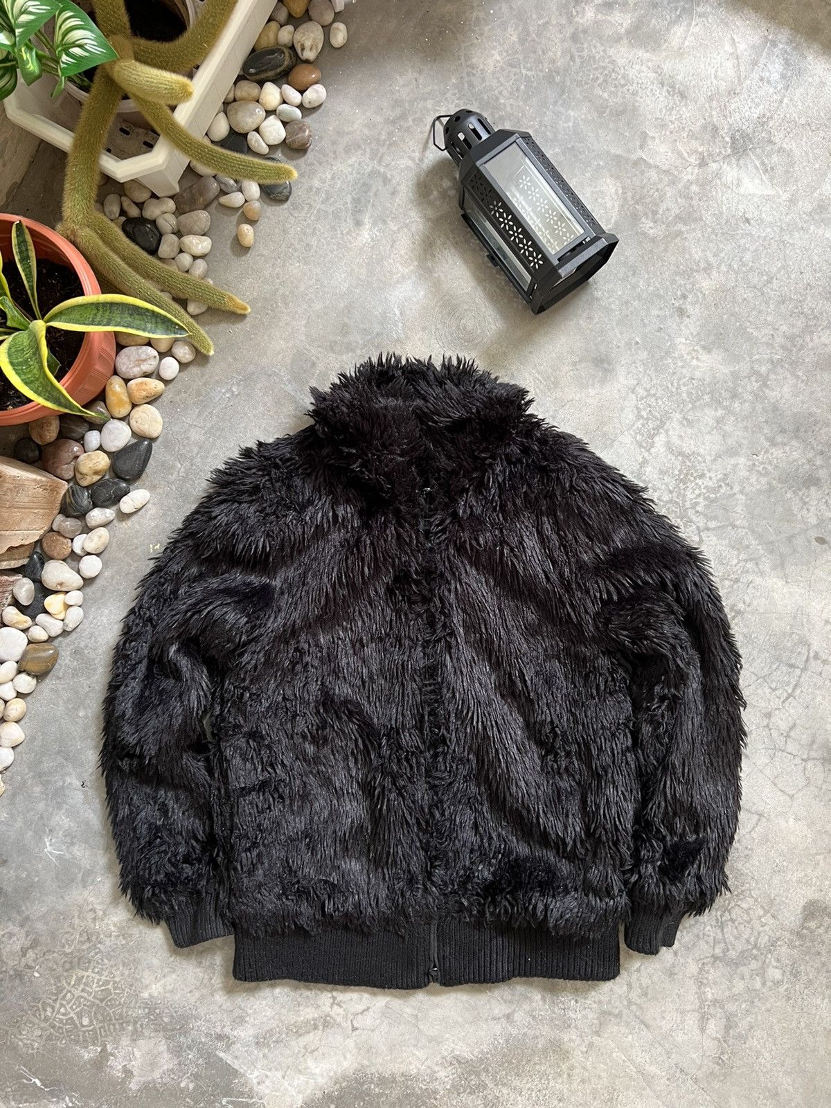 Japanese Brand × Vintage Black Heavyweight Blank Zipper Up Quilted Mohair Jacket Size US M / EU 48-50 / 2 - 4 Thumbnail