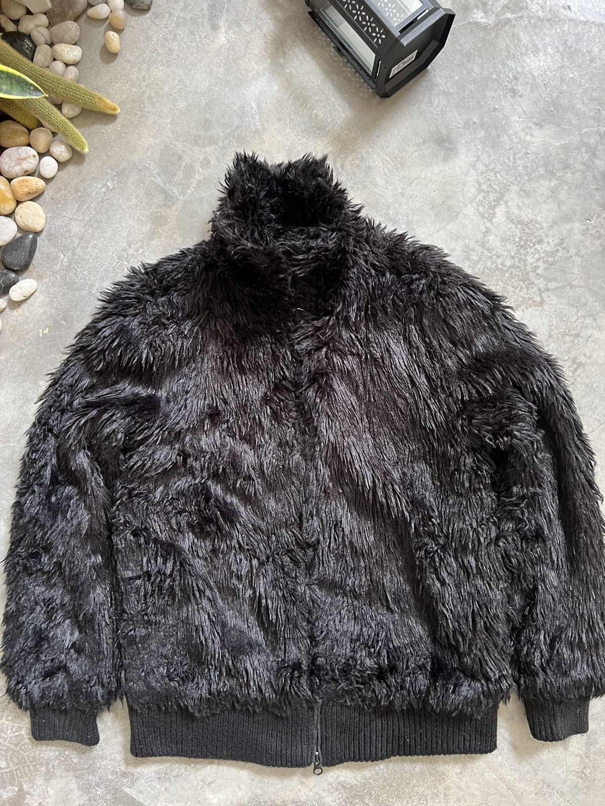 Japanese Brand × Vintage Black Heavyweight Blank Zipper Up Quilted Mohair Jacket Size US M / EU 48-50 / 2 - 14 Thumbnail