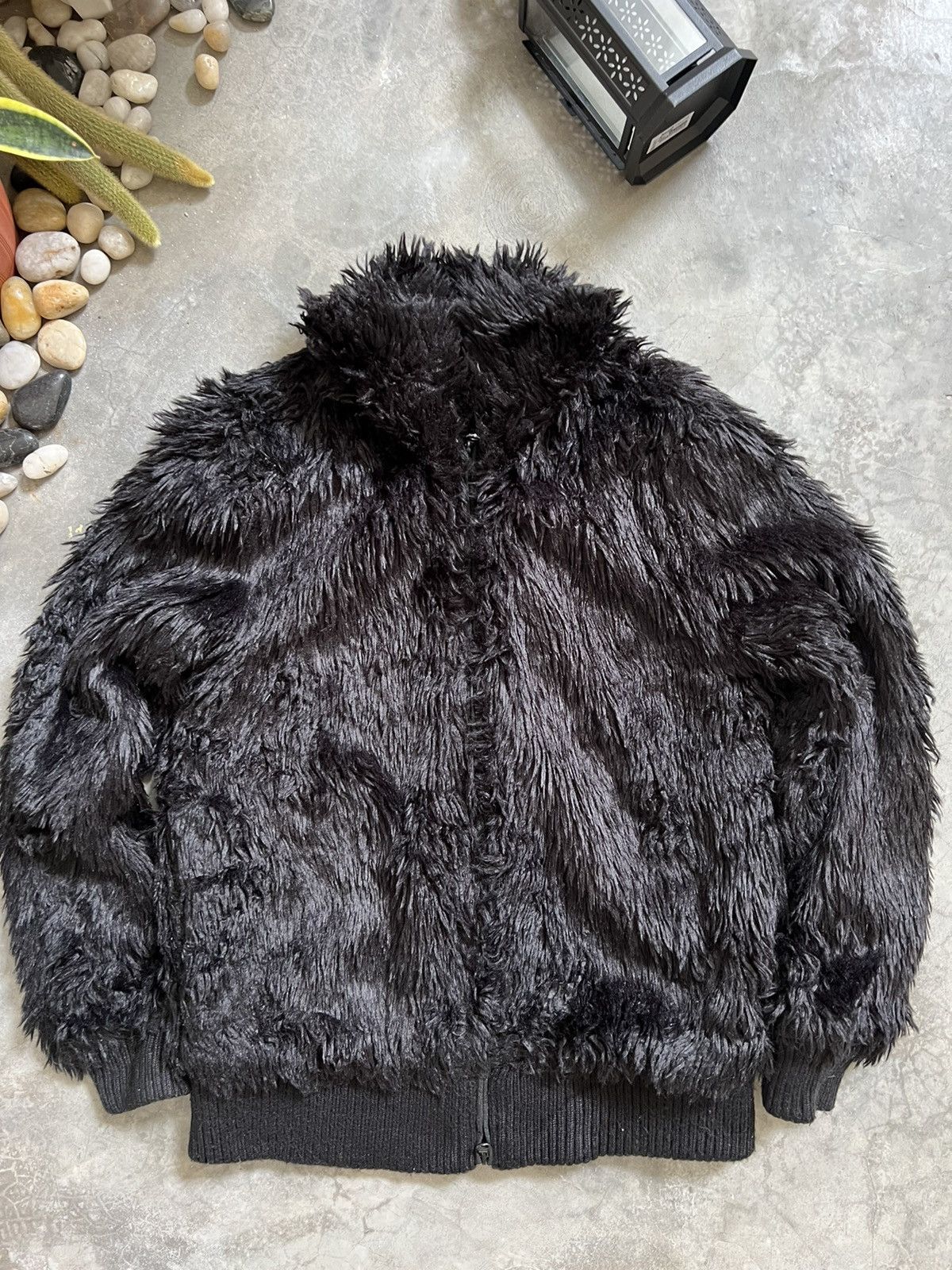 Japanese Brand × Vintage Black Heavyweight Blank Zipper Up Quilted Mohair Jacket Size US M / EU 48-50 / 2 - 5 Thumbnail