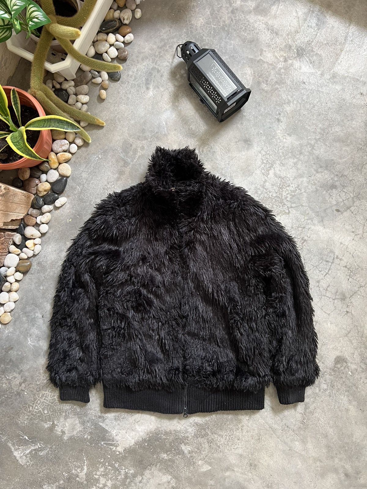 Japanese Brand × Vintage Black Heavyweight Blank Zipper Up Quilted Mohair Jacket Size US M / EU 48-50 / 2 - 13 Thumbnail