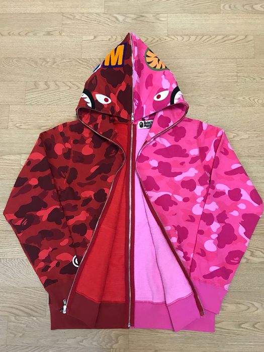 Pink Color Camo Sharl Full Bape Hoodie - Jacketpop