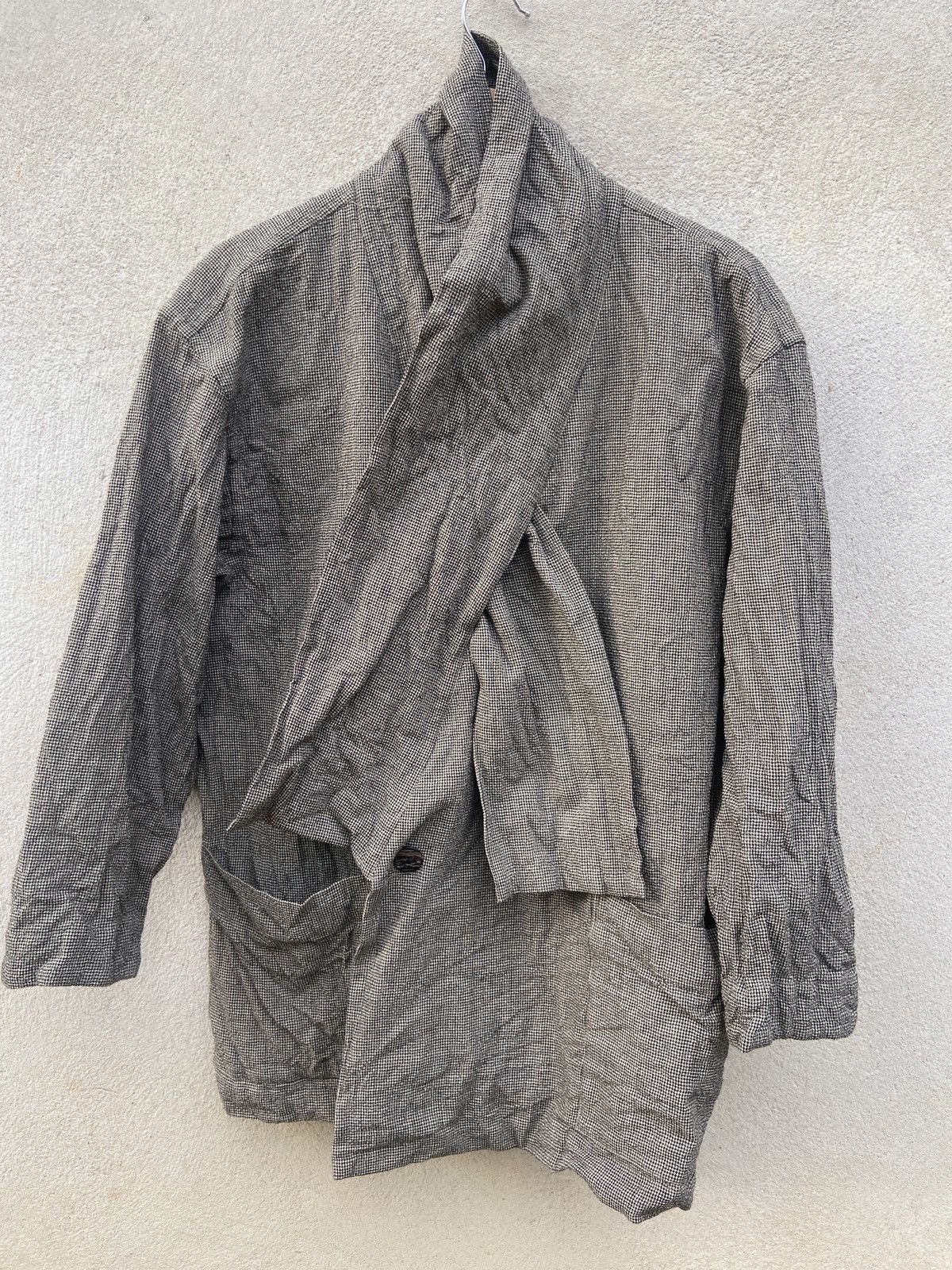 Designer × Issey Miyake × Vintage Vintage Plantation Wool Big Collar Cardigan Jacket Size US M / EU 48-50 / 2 - 2 Thumbnail