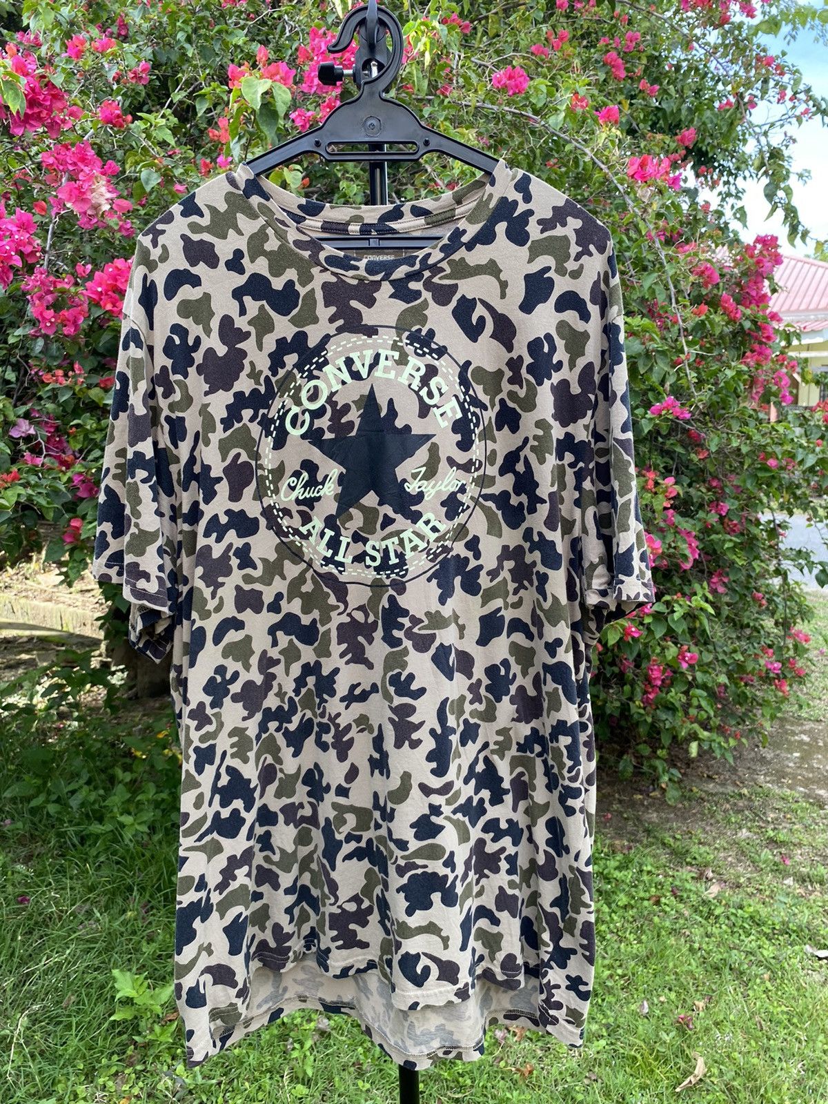 Converse T Shirt Men Camouflage Army Style Hunting Sz XXL