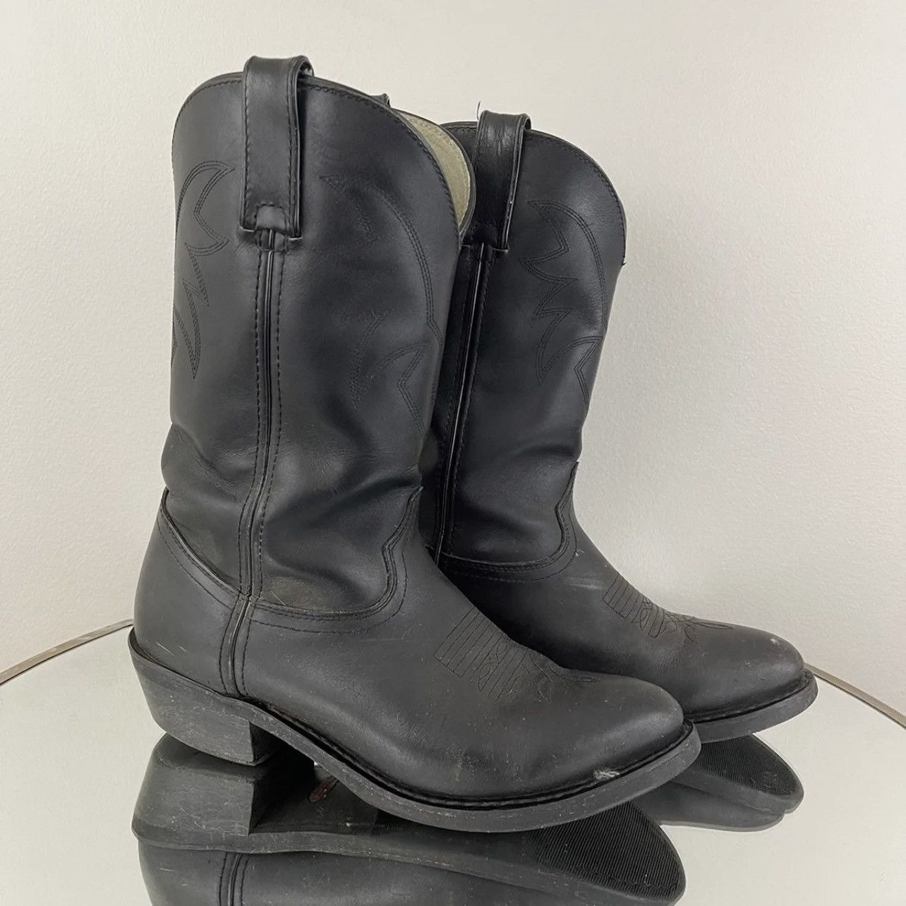 Durango DURANGO Oiled Black Leather Mens 11" Western Cowboy Boots Size US 9 / EU 42 - 2 Thumbnail
