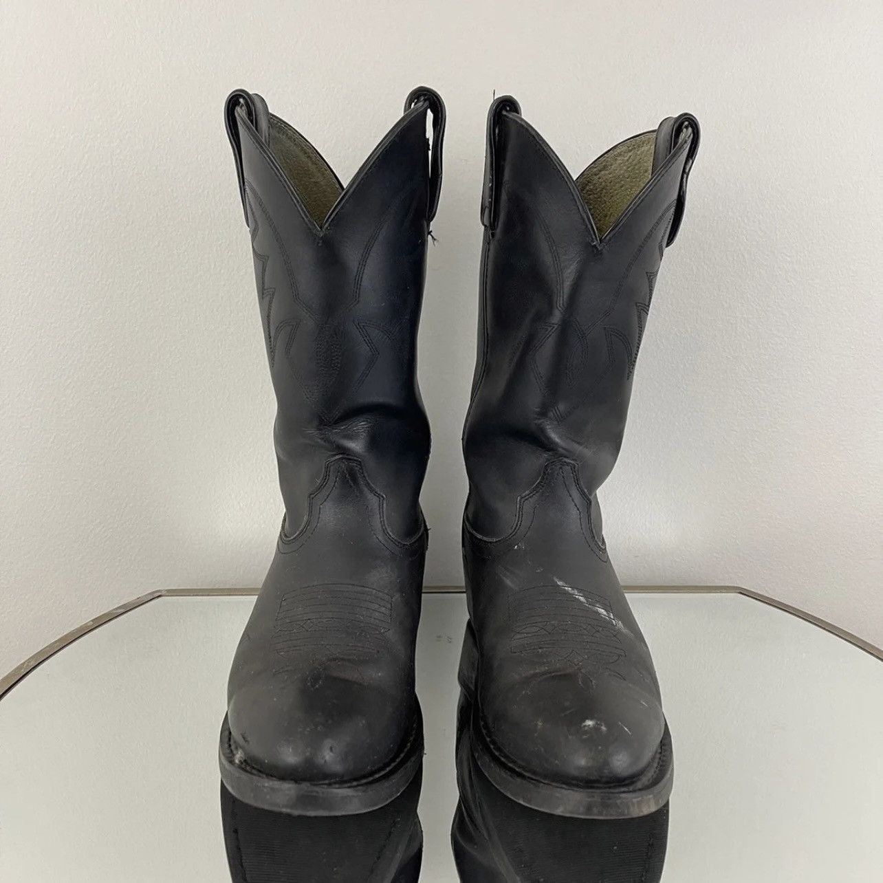 Durango DURANGO Oiled Black Leather Mens 11" Western Cowboy Boots Size US 9 / EU 42 - 6 Thumbnail