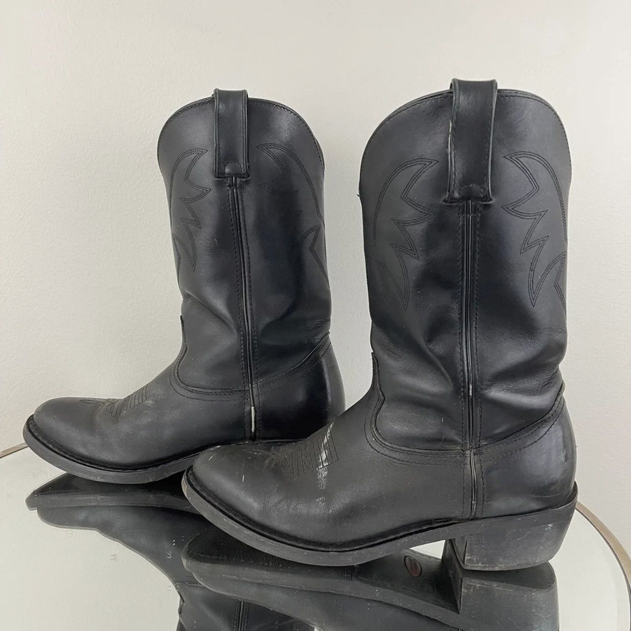 Durango DURANGO Oiled Black Leather Mens 11" Western Cowboy Boots Size US 9 / EU 42 - 5 Thumbnail