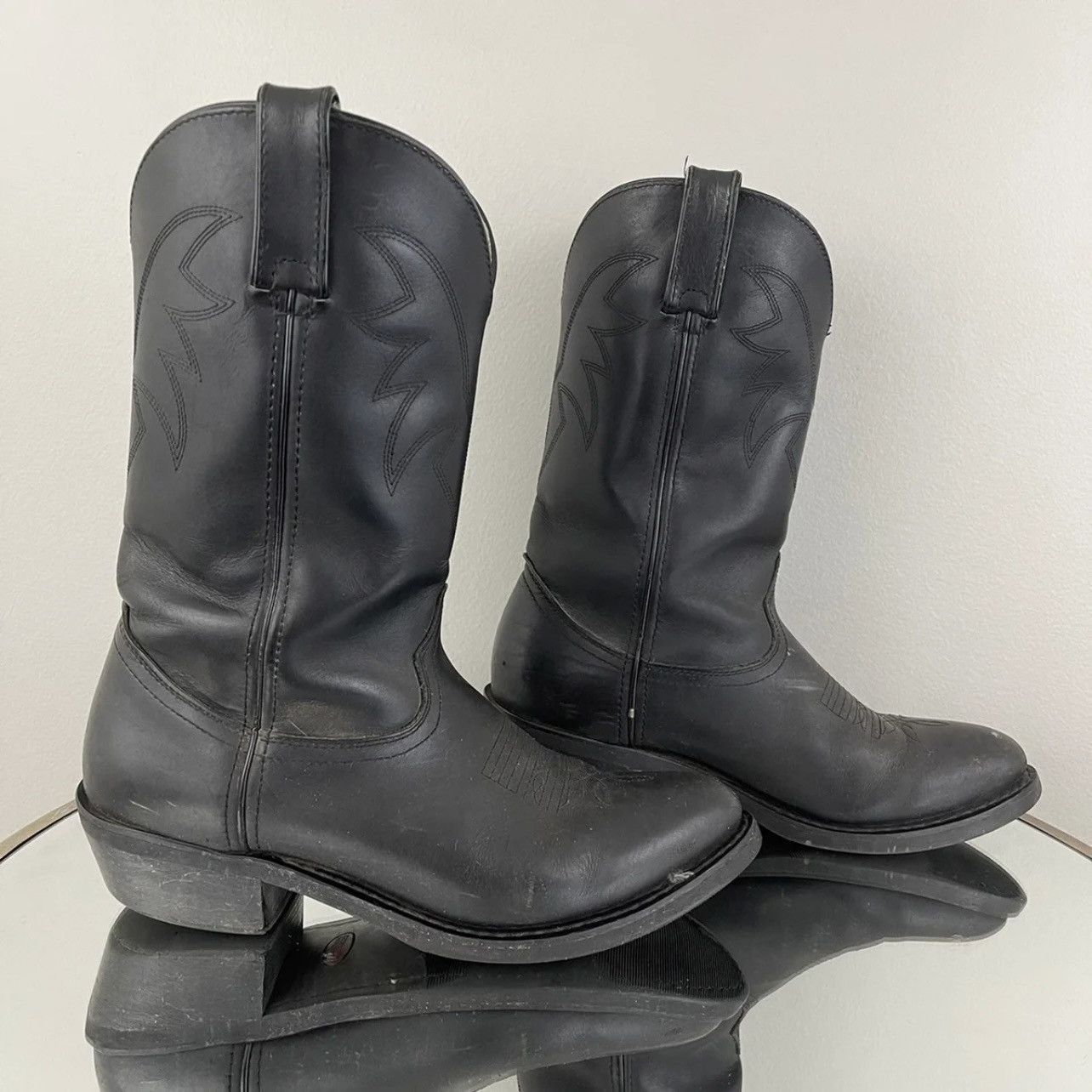 Durango DURANGO Oiled Black Leather Mens 11" Western Cowboy Boots Size US 9 / EU 42 - 3 Thumbnail