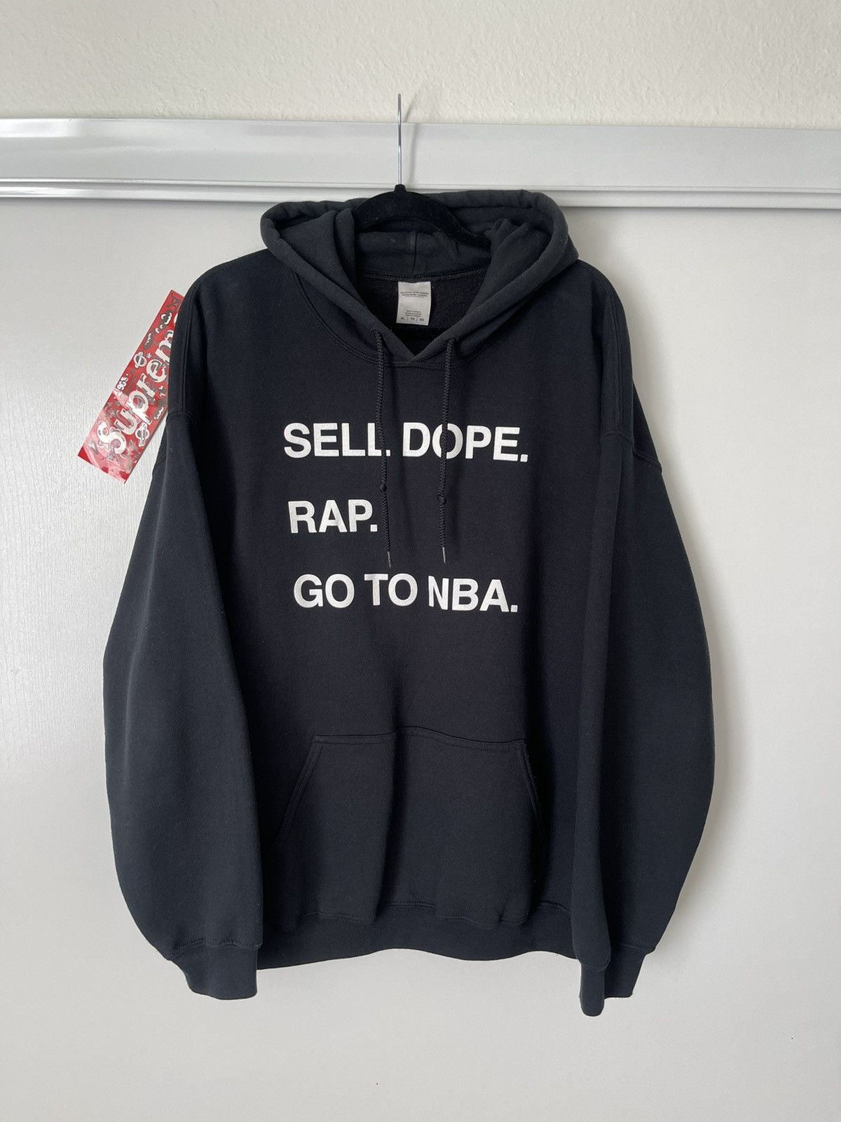 image of J. Cole Dreamville Rap. Sell Dope. Go To Nba. Hoodie in Black, Men's (Size XL)