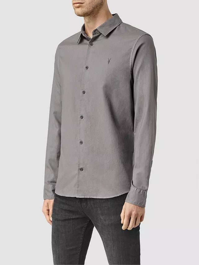AllSaints Bixby Slim Fit Shirt Gray