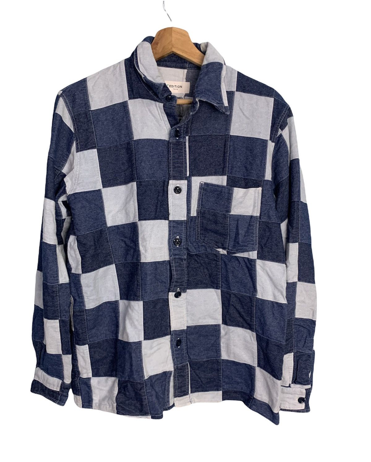 Japanese Brand × Vintage 🔥Rare Design Patchwork Jeans Shirt button up Size US M / EU 48-50 / 2 - 1 Thumbnail