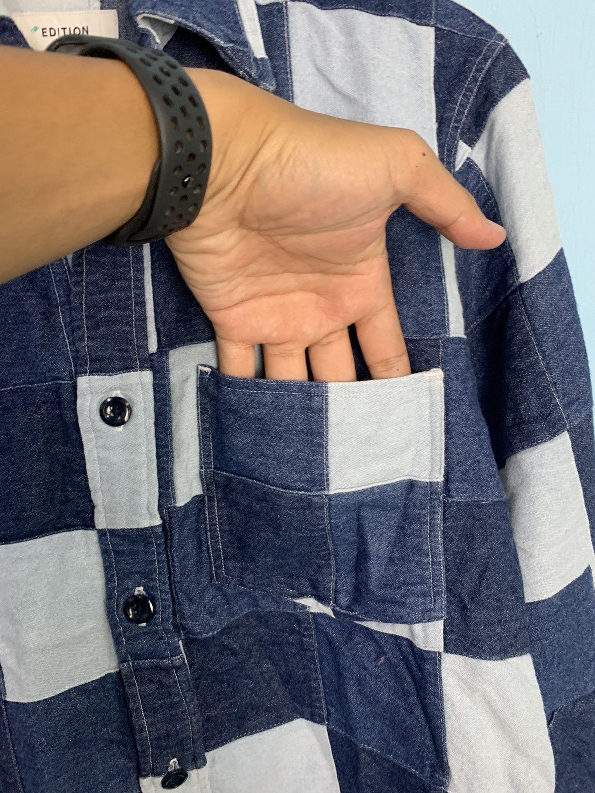 Japanese Brand × Vintage 🔥Rare Design Patchwork Jeans Shirt button up Size US M / EU 48-50 / 2 - 10 Thumbnail