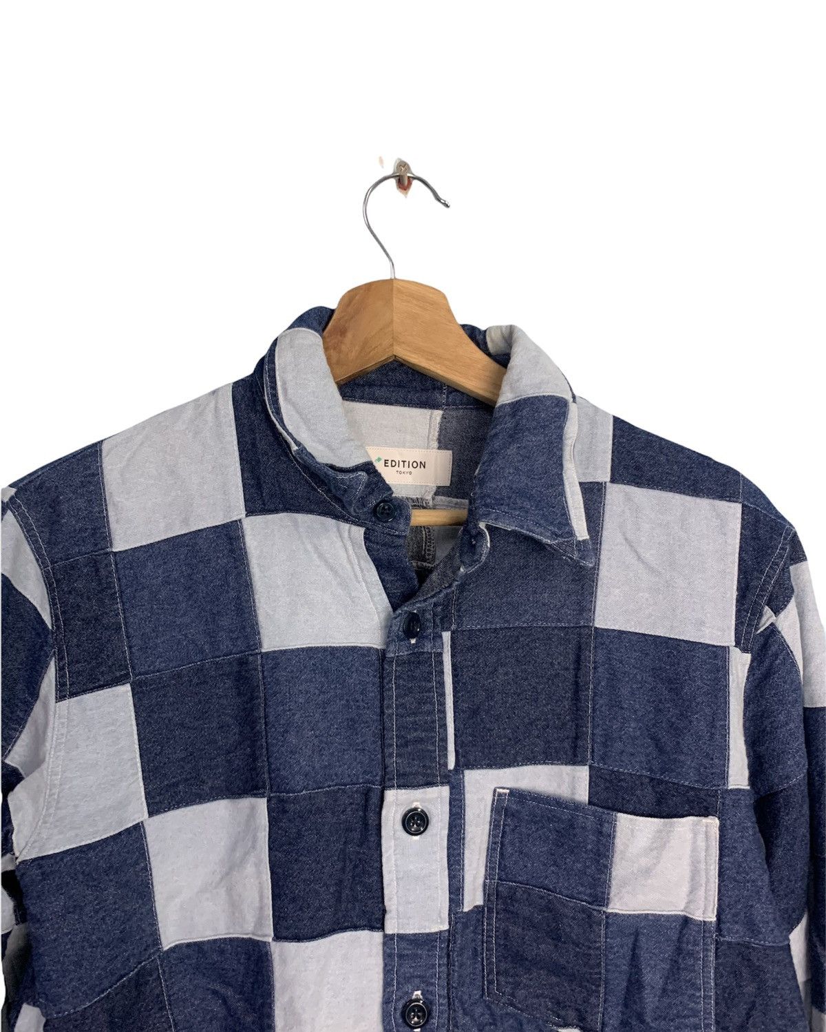 Japanese Brand × Vintage 🔥Rare Design Patchwork Jeans Shirt button up Size US M / EU 48-50 / 2 - 5 Thumbnail
