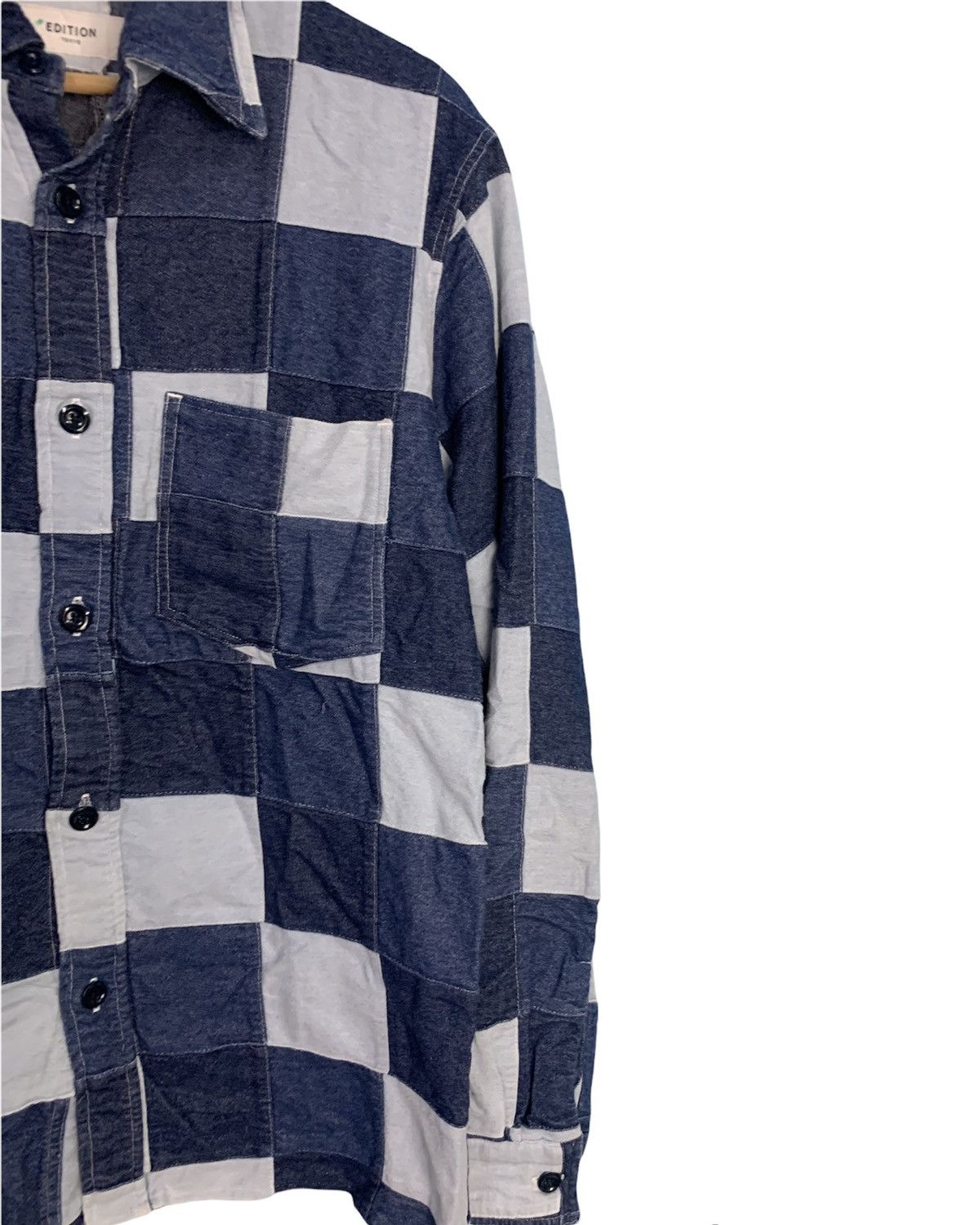 Japanese Brand × Vintage 🔥Rare Design Patchwork Jeans Shirt button up Size US M / EU 48-50 / 2 - 3 Thumbnail