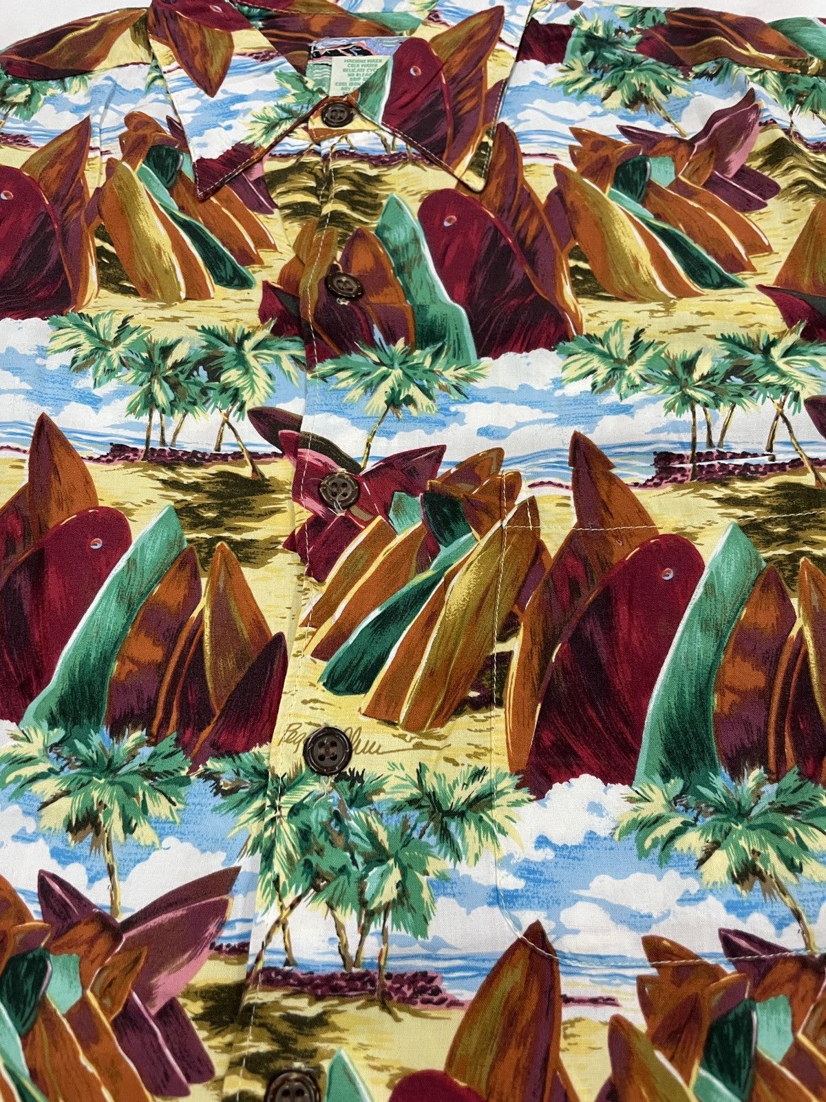 Reyn Spooner 80's Reyn Spooner Hawaiian Shirt Peggy Chun Art Surf Quiver Size US L / EU 52-54 / 3 - 6 Thumbnail