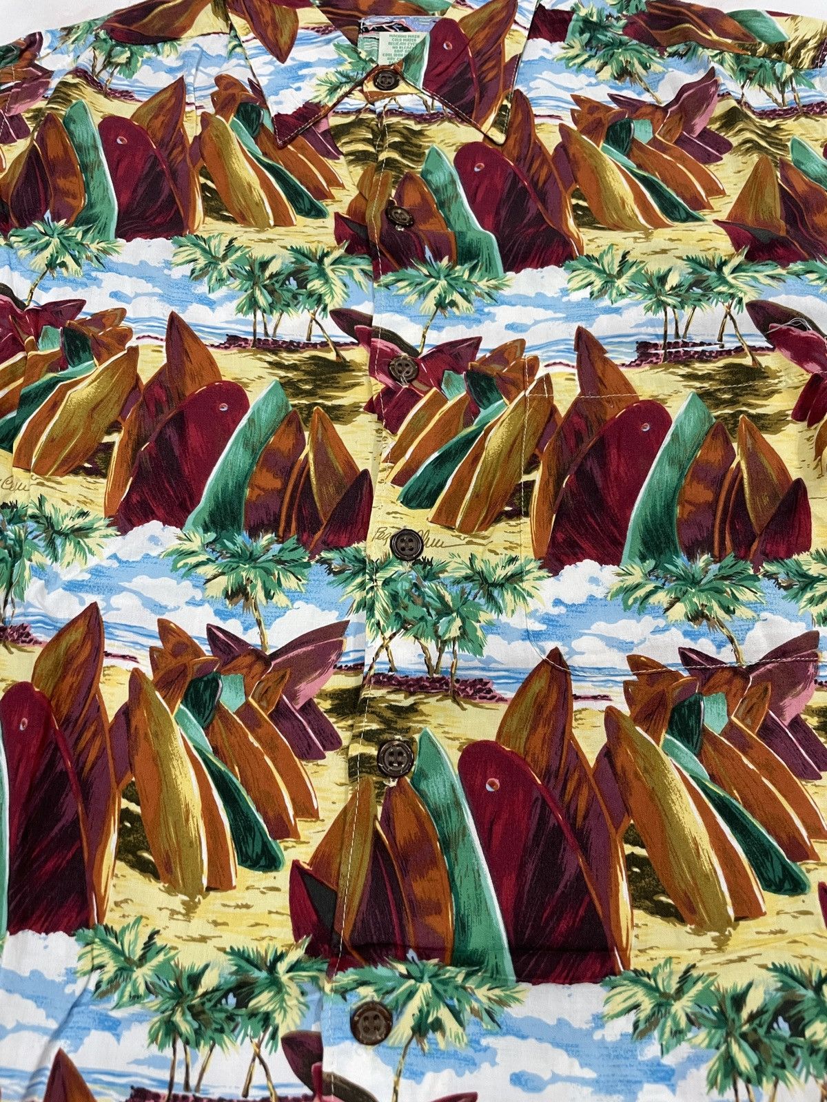 Reyn Spooner 80's Reyn Spooner Hawaiian Shirt Peggy Chun Art Surf Quiver Size US L / EU 52-54 / 3 - 4 Thumbnail