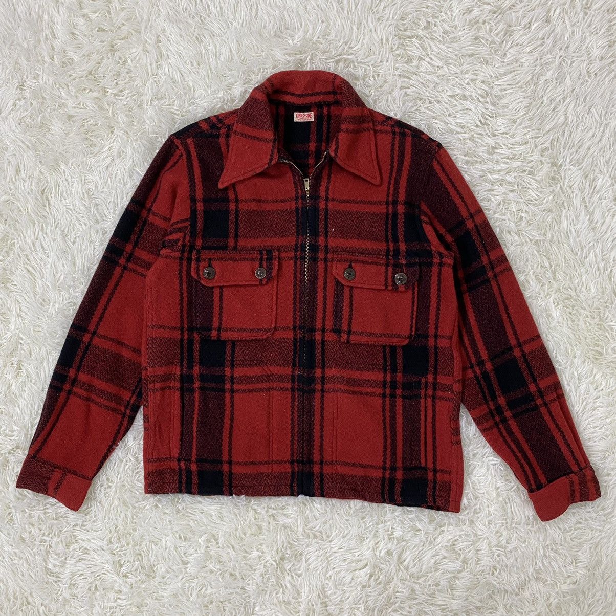 Vintage ONE O ONE WORKWEAR WOOL TARTAN DESIGN ZIPPER JACKET Size US M / EU 48-50 / 2 - 2 Thumbnail
