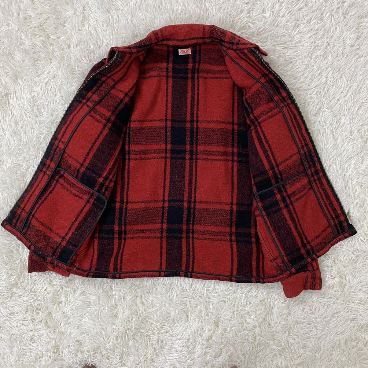 Vintage ONE O ONE WORKWEAR WOOL TARTAN DESIGN ZIPPER JACKET Size US M / EU 48-50 / 2 - 11 Thumbnail