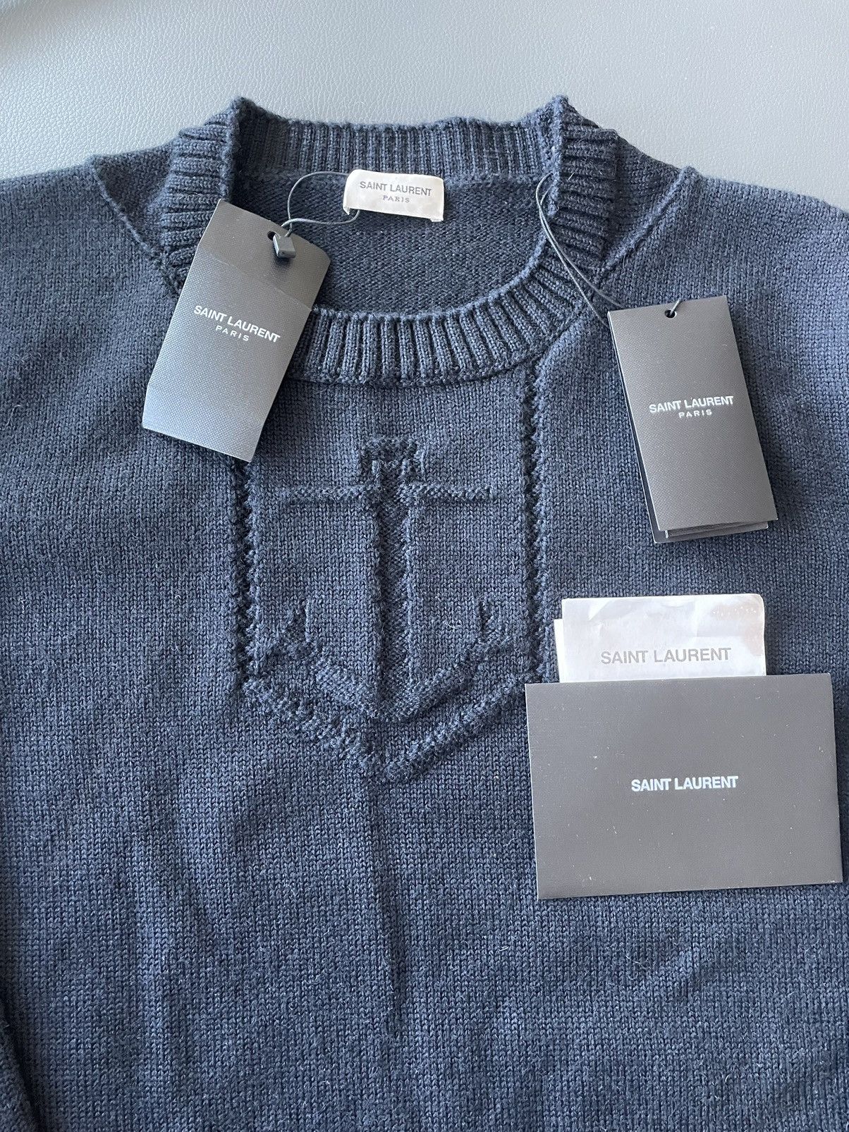 Saint Laurent Paris × Yves Saint Laurent Limited Brand New Runway Virgin Wool University Sweater Size US XL / EU 56 / 4 - 13 Thumbnail