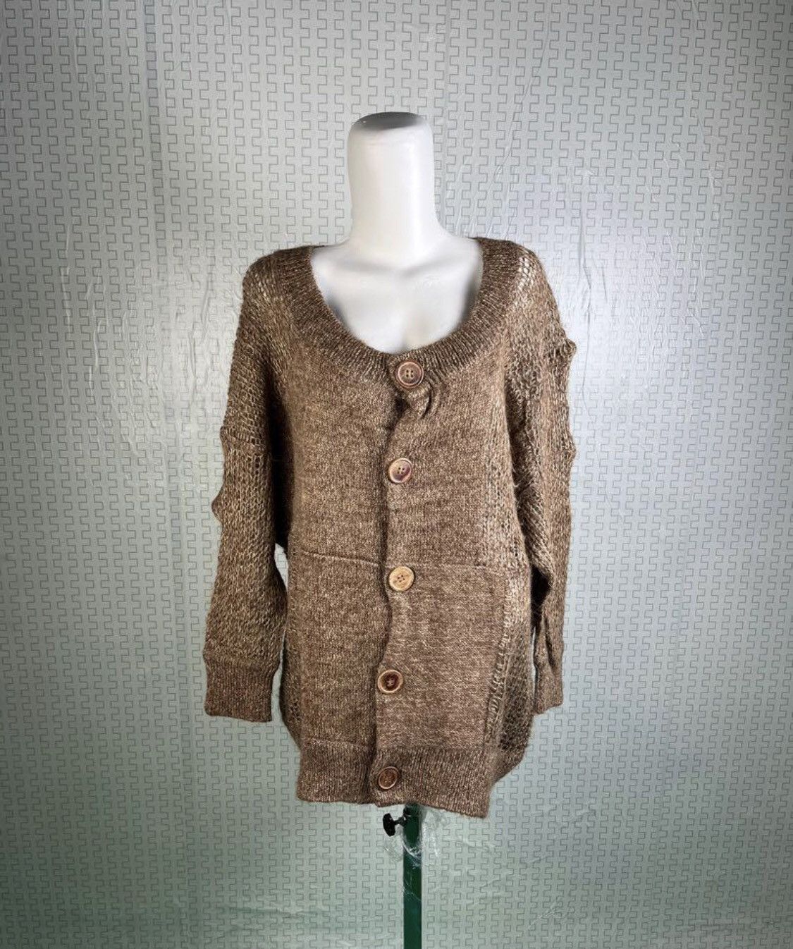 Issey Miyake × Sunao Kuwahara Sunao Kuwahara Mixed Knit Cardigan sheer and chunky alpaca Size M / US 6-8 / IT 42-44 - 2 Thumbnail