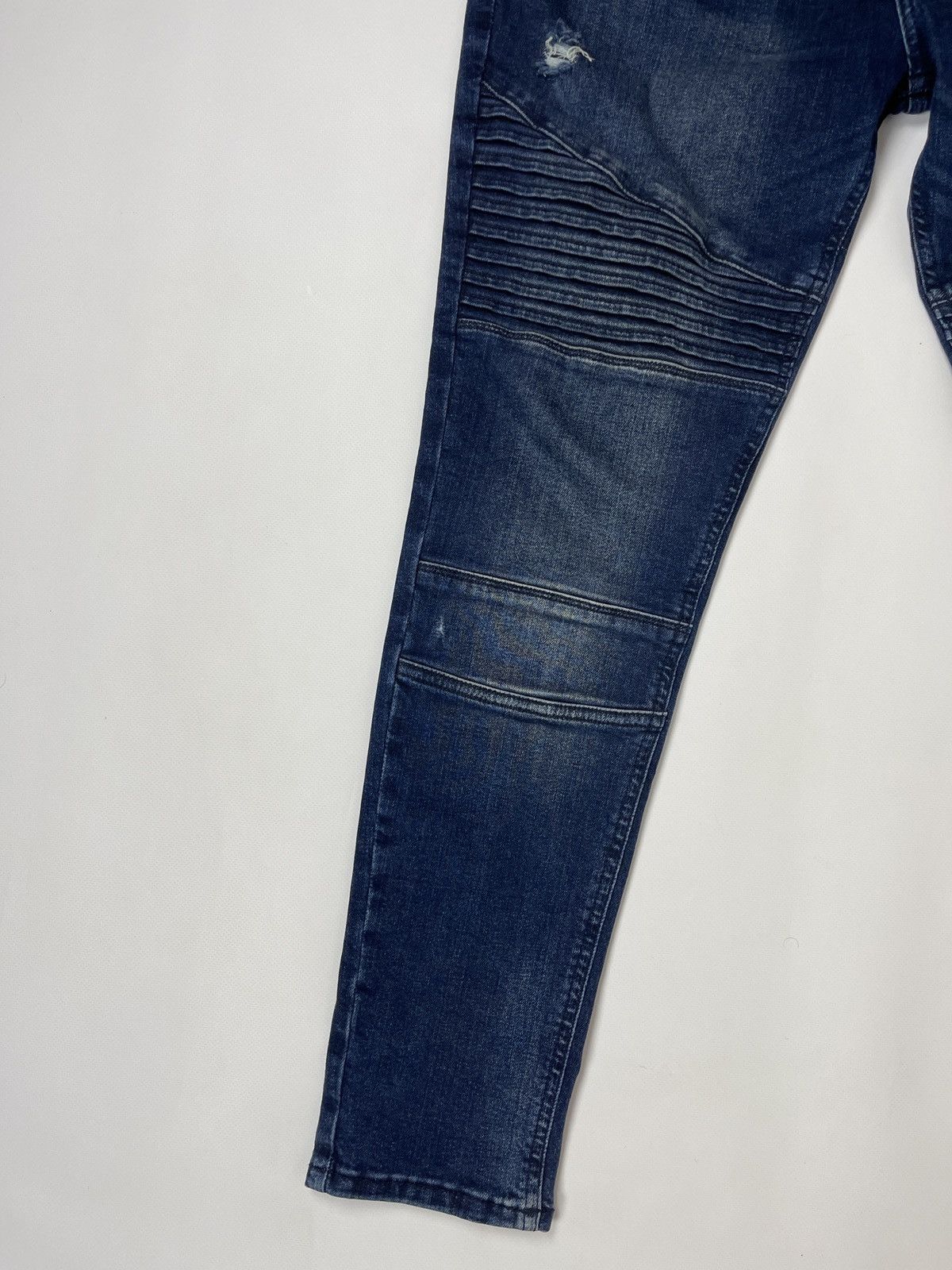 Zara Zara Man blue distressed biker jeans denim jeans pants Size US 34 / EU 50 - 4 Thumbnail