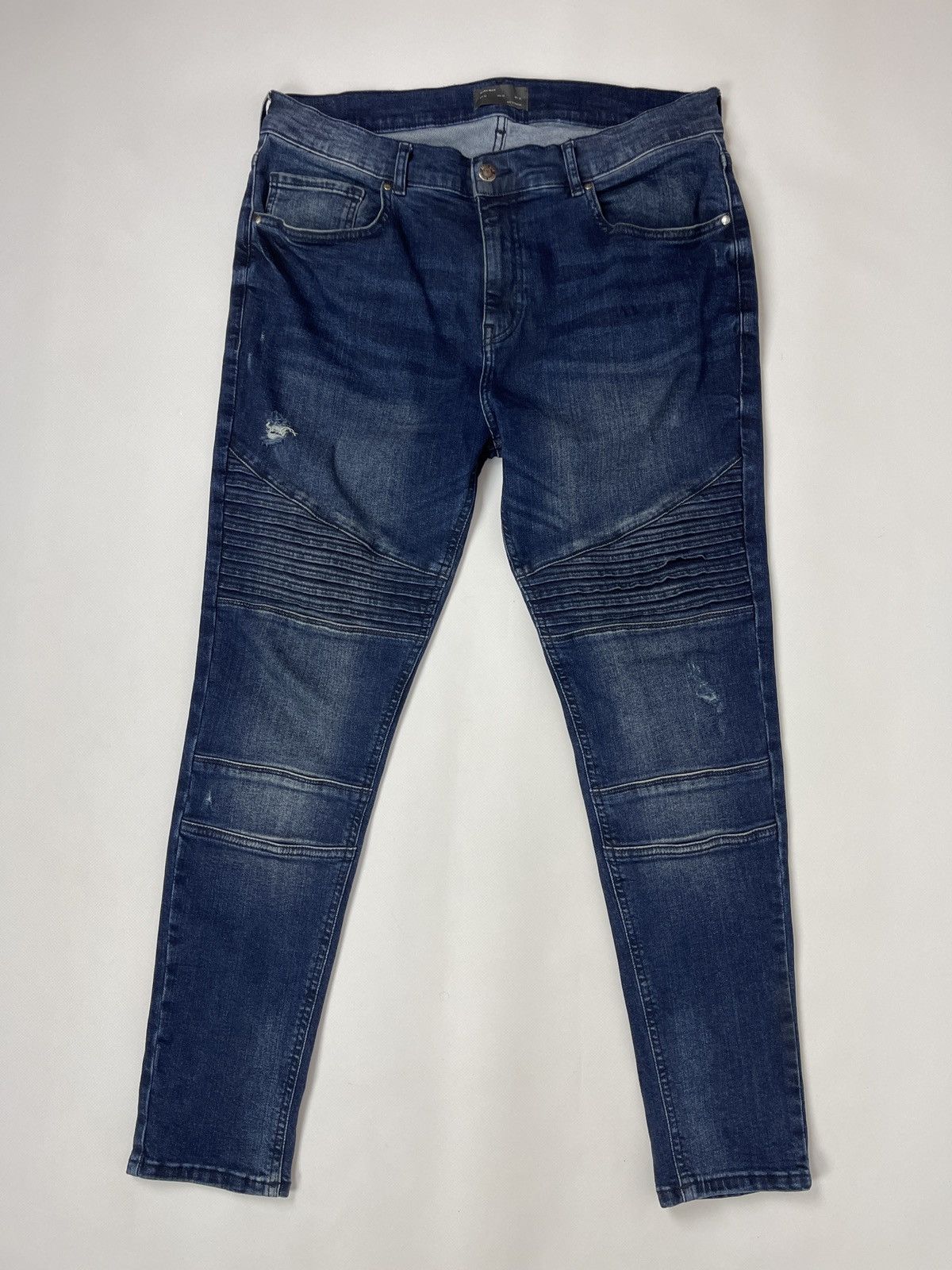 Zara Zara Man blue distressed biker jeans denim jeans pants Size US 34 / EU 50 - 3 Thumbnail