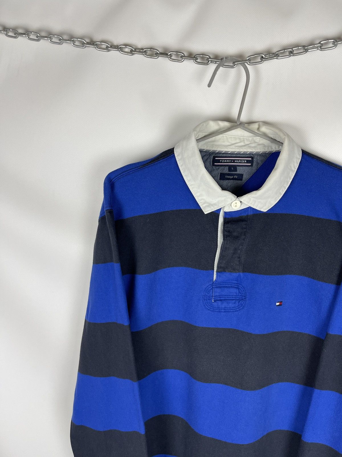 Tommy Hilfiger × Vintage Tommy Hilfiger vintage fit blue navy rugby polo tee shirt Size US L / EU 52-54 / 3 - 4 Thumbnail