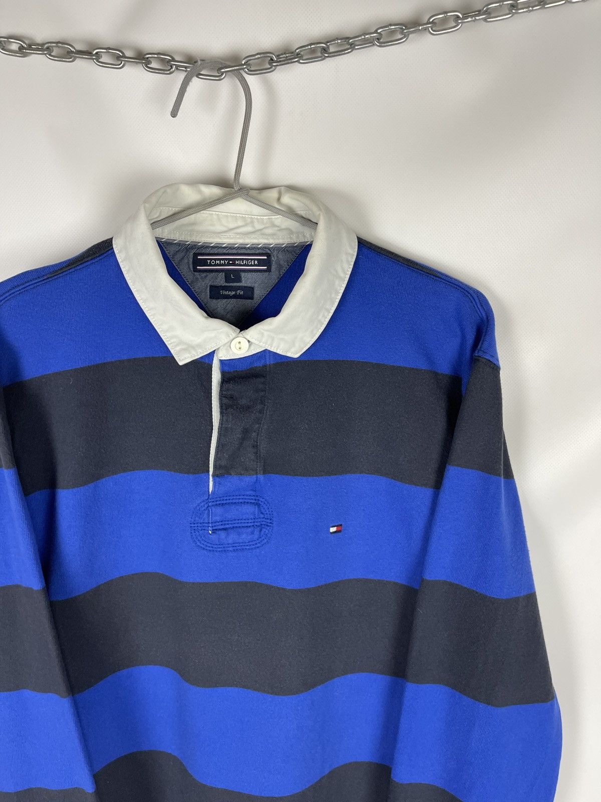 Tommy Hilfiger × Vintage Tommy Hilfiger vintage fit blue navy rugby polo tee shirt Size US L / EU 52-54 / 3 - 2 Thumbnail