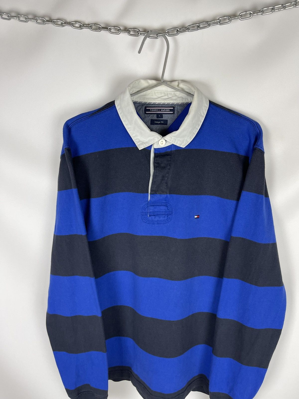 Tommy Hilfiger × Vintage Tommy Hilfiger vintage fit blue navy rugby polo tee shirt Size US L / EU 52-54 / 3 - 3 Thumbnail