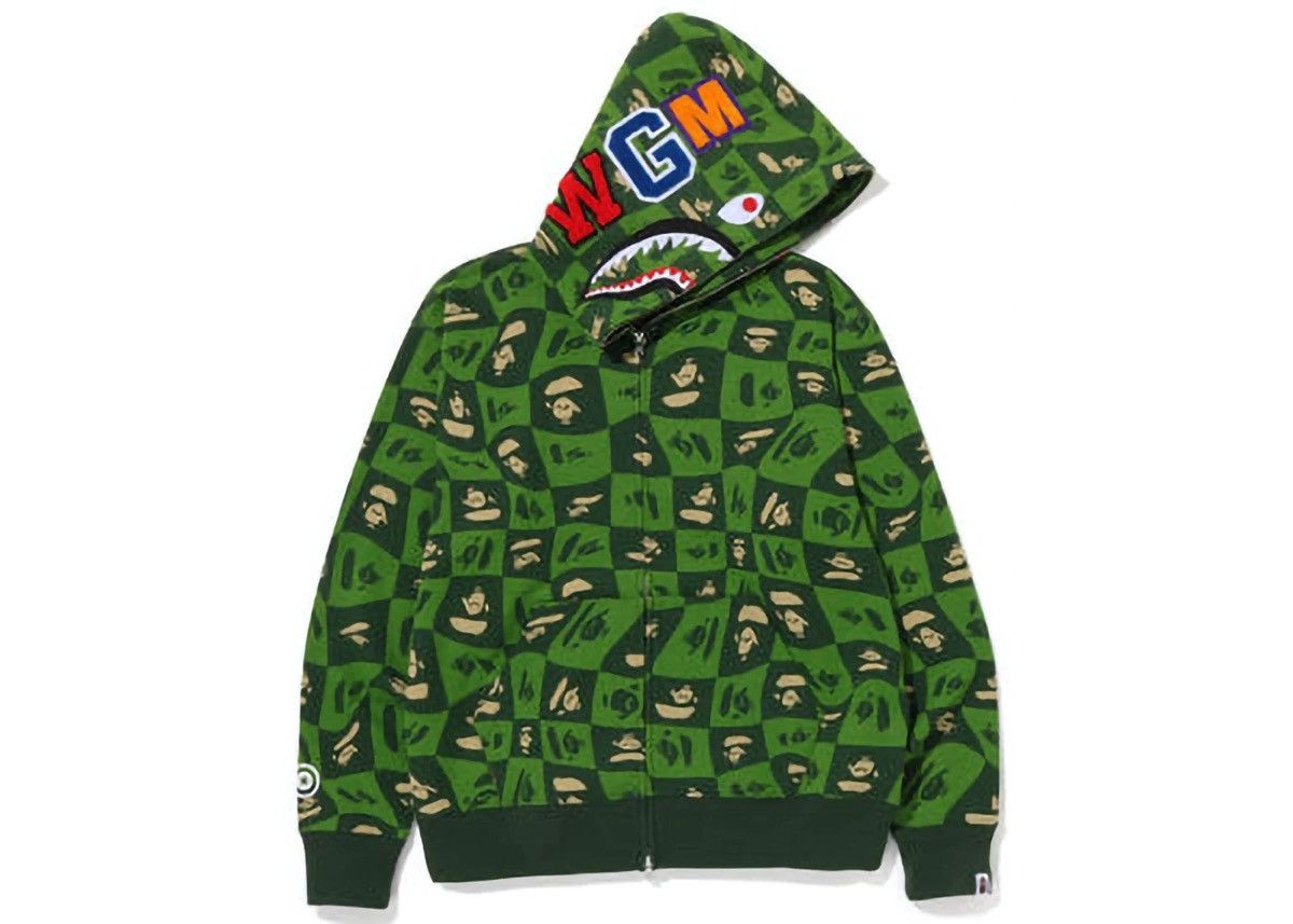 A Bathing Ape Bape Distortion Camo Full Zip Shark Hoodie XXL