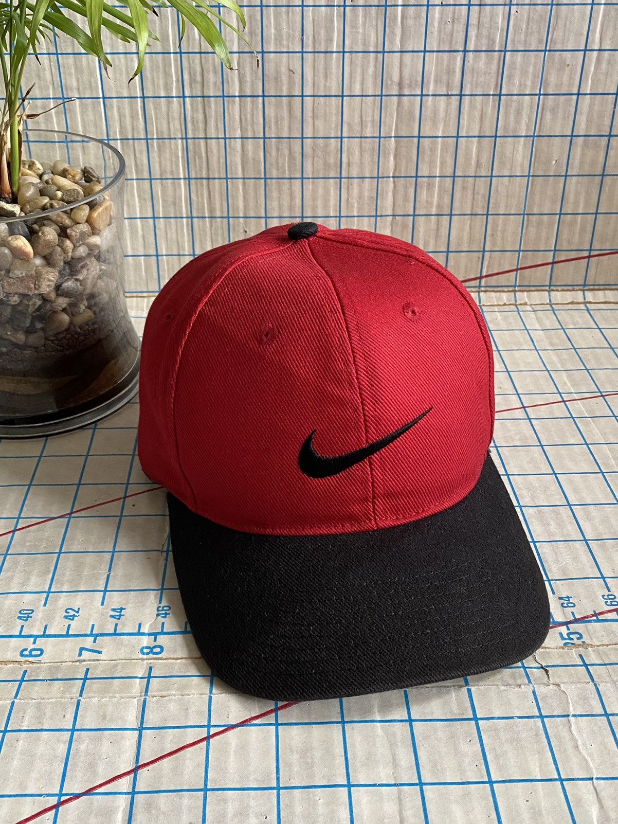 Nike Streetwear Vintage Nike Small Swoosh Snap Back Hat Red And Black OSFA Vintage Grailed