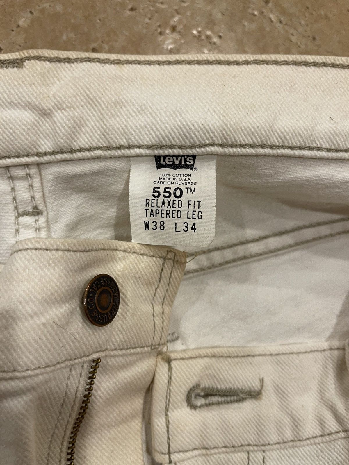 Levi's Vintage Levi’s Orange Tab 550 White Relaxed Fit Denim Size US 38 / EU 54 - 10 Thumbnail