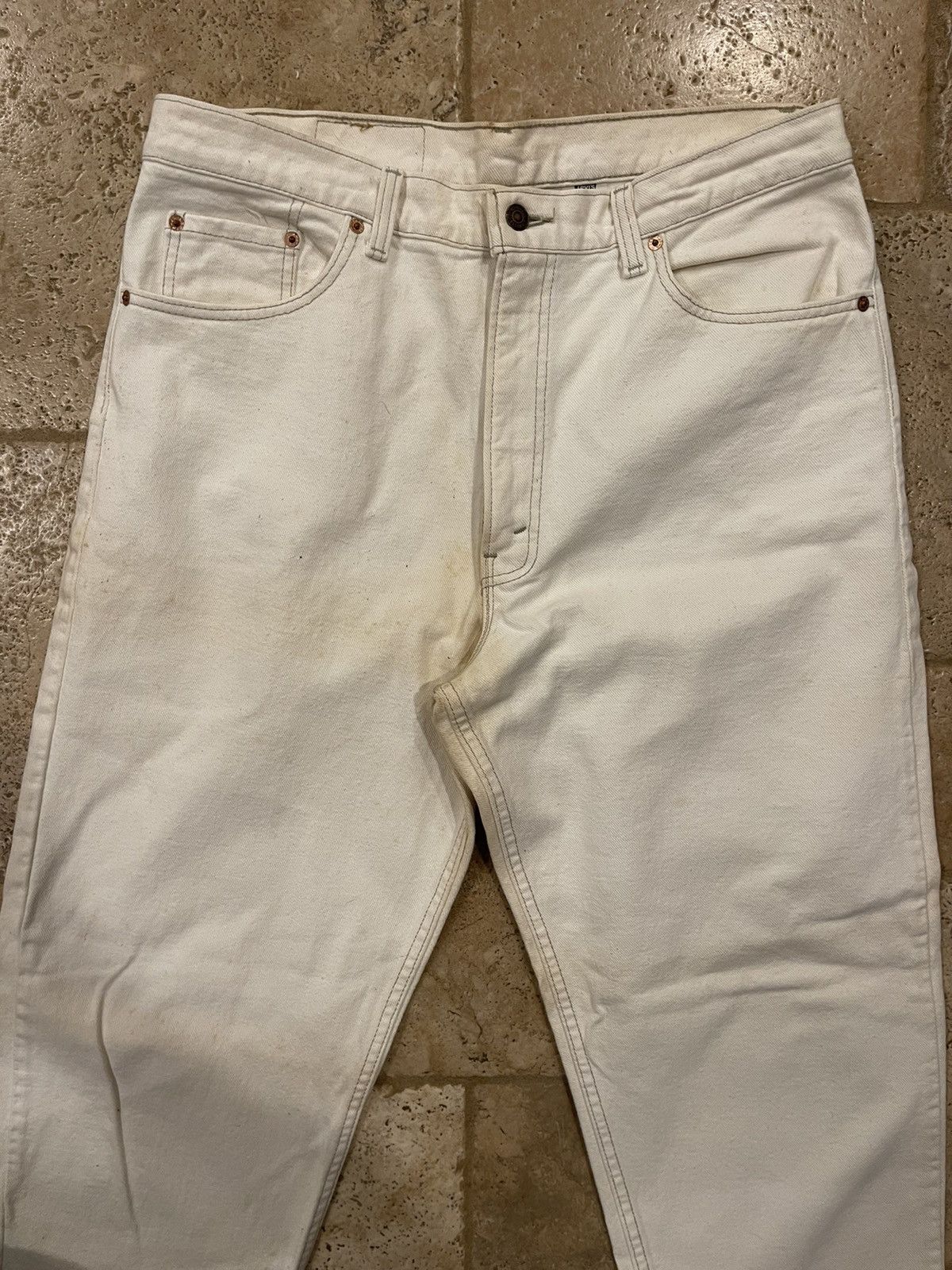 Levi's Vintage Levi’s Orange Tab 550 White Relaxed Fit Denim Size US 38 / EU 54 - 3 Thumbnail