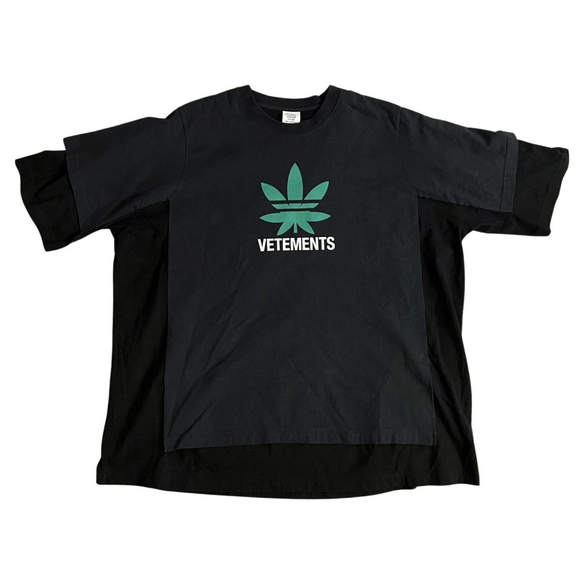 Rare* VETEMENTS adidas weed double layered tshirt